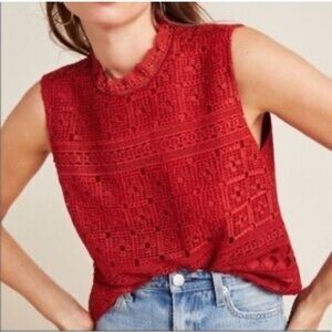 Anthropologie Daniel Rainn Burnt Orange Sleeveless Blouse | small